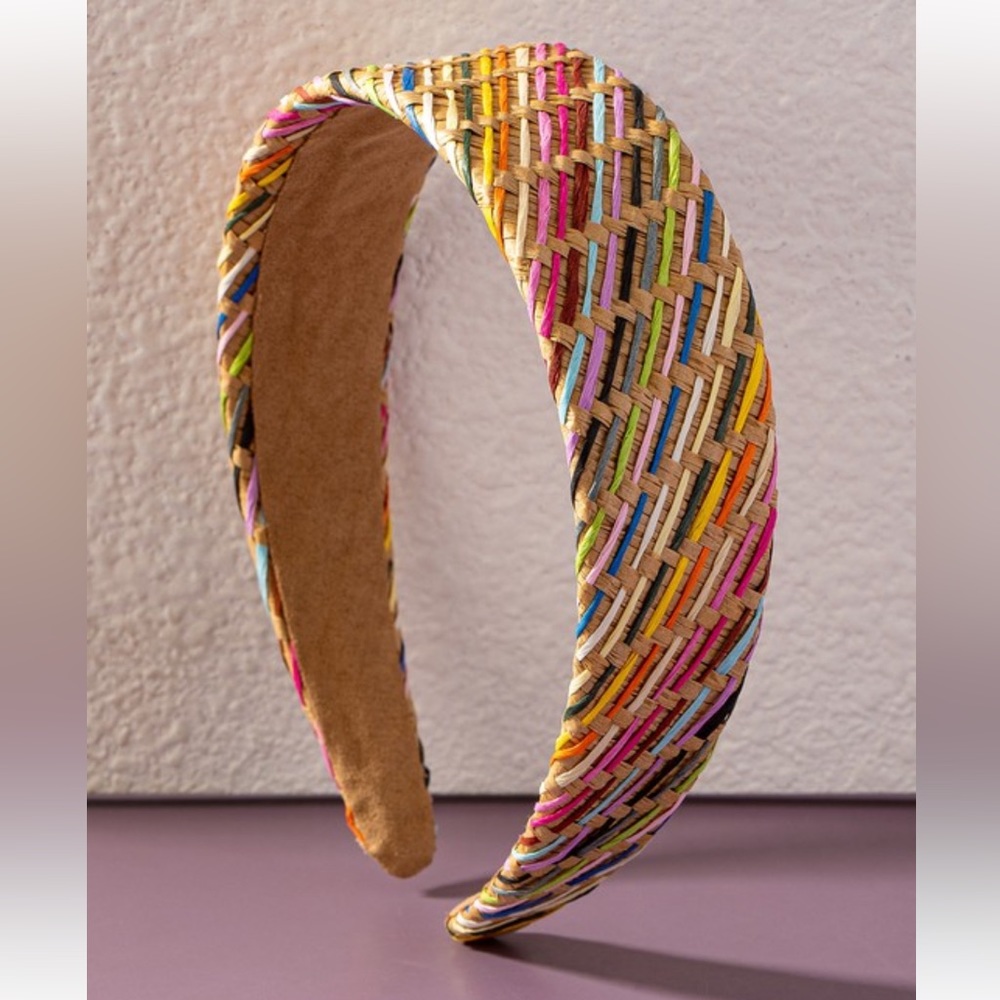 Multi color Straw Braided Headband